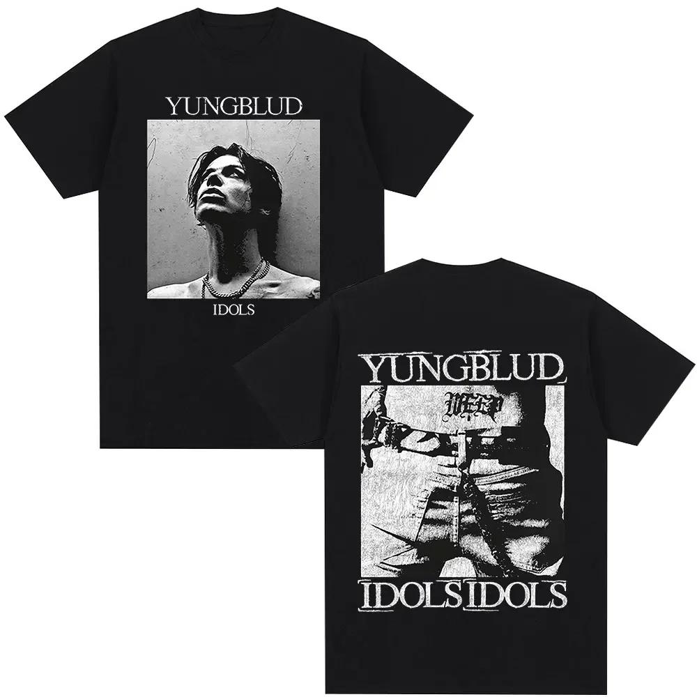 Singer Yungblud Idols Album Tour T Shirt Unisexs Wounisex Clothing Hip Hop Short Sleeve Tshirts Oversized Casual Cotton Tshirt Blac