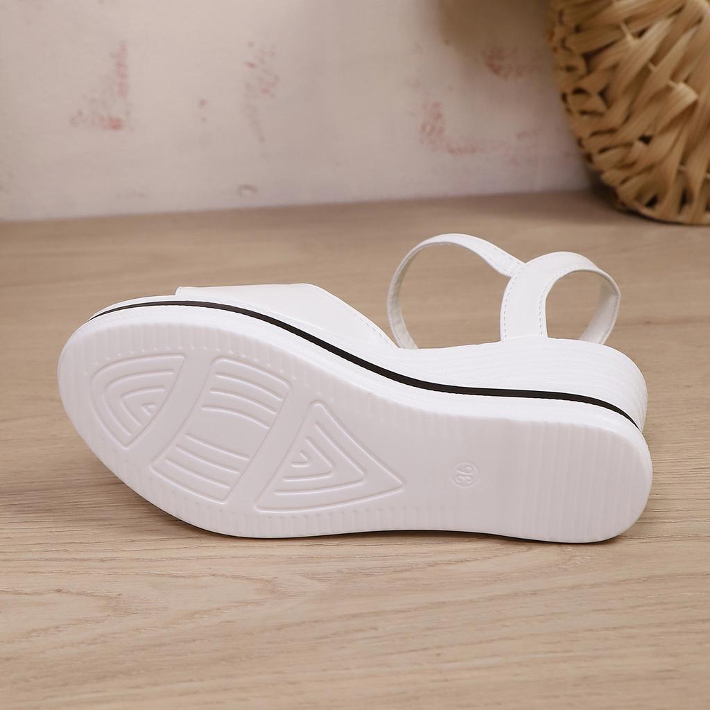 Summer New Peep-Toe Wedge Sandals – Large-Size One-Band Buckle Platform Waterproof Sole Sandals for Women