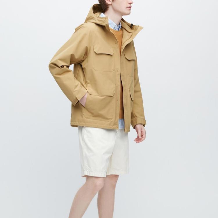 Uniqlo SS23 Solid Color Long Sleeve Hooded Soft Shell Jacket Men Jackets Dark-Beige 453848-32