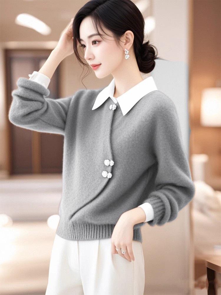 

2024 Зимний Женский Универсальный Теплый Вязаный Базовый Свитер в Национальном Стиле XL