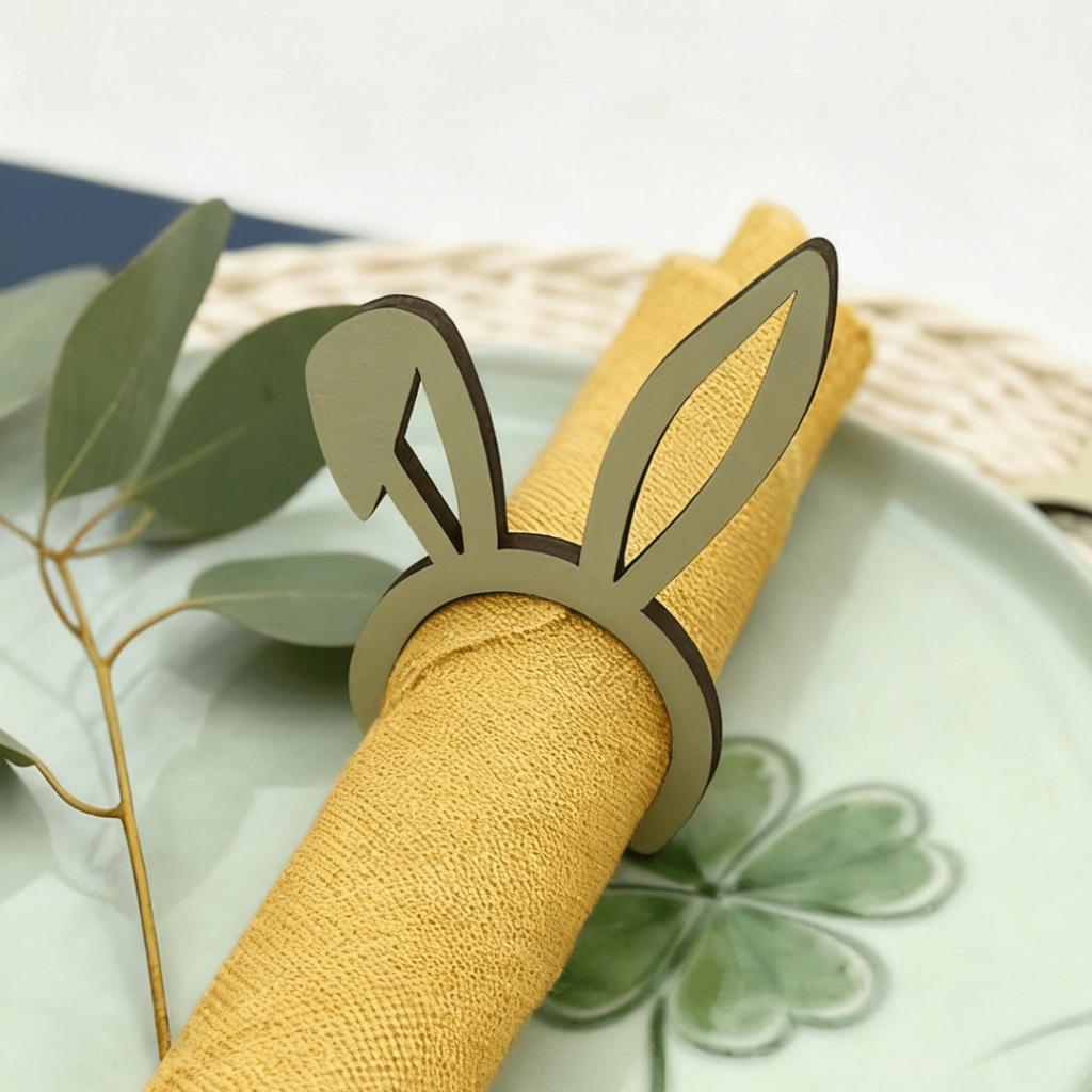 10-Pack Cute Wooden Napkin Rings | Easter Bunny Design, Ideal for Easter and Rabbit Themed Parties | Wood, No Assembly Required