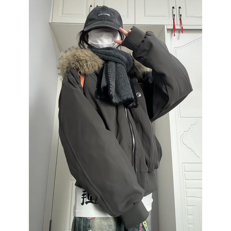 

Женское зимнее флисовое утепленное пуховое пальто с длинными рукавами, капюшоном, свободного кроя, укороченная куртка S