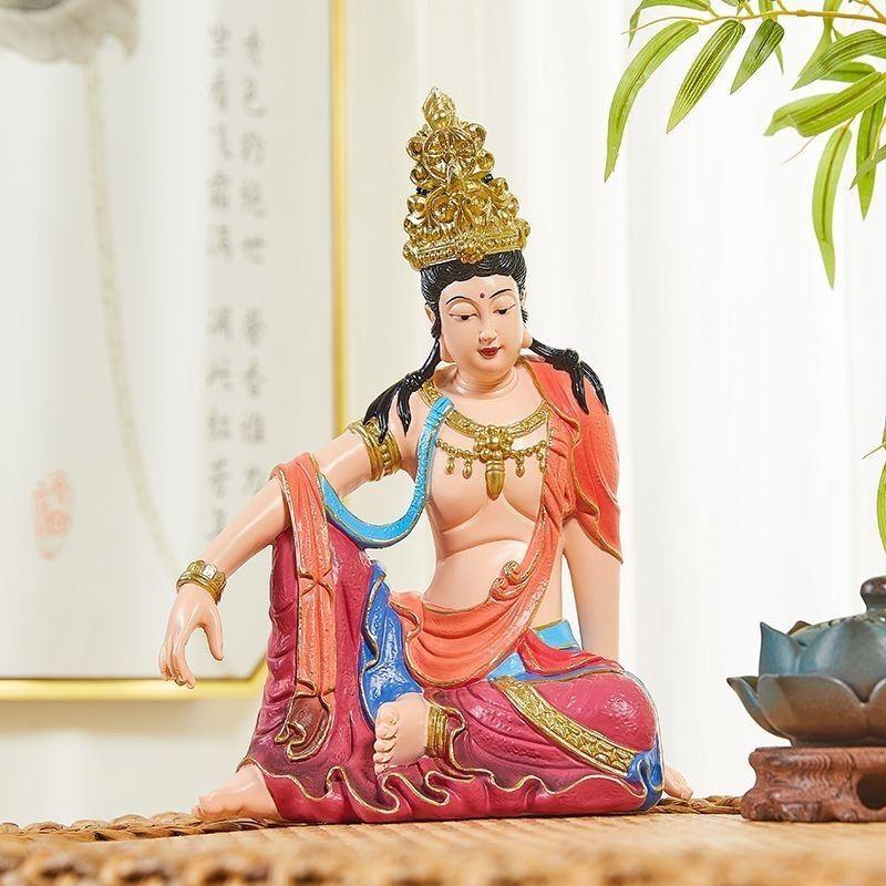 Resin Zen Water Moon Goddess Kwan Yin Guanyin Statue Figurine Tea Room Meditation Home Decor Gift