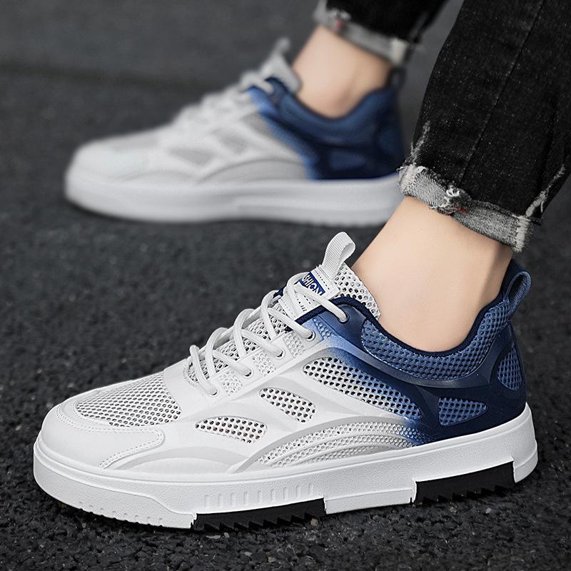 Mesh Color Matching Breathable Comfortable Flat Men'S Board Shoes Work Leisure Sports Low-Top Trendy Men'S Shoes