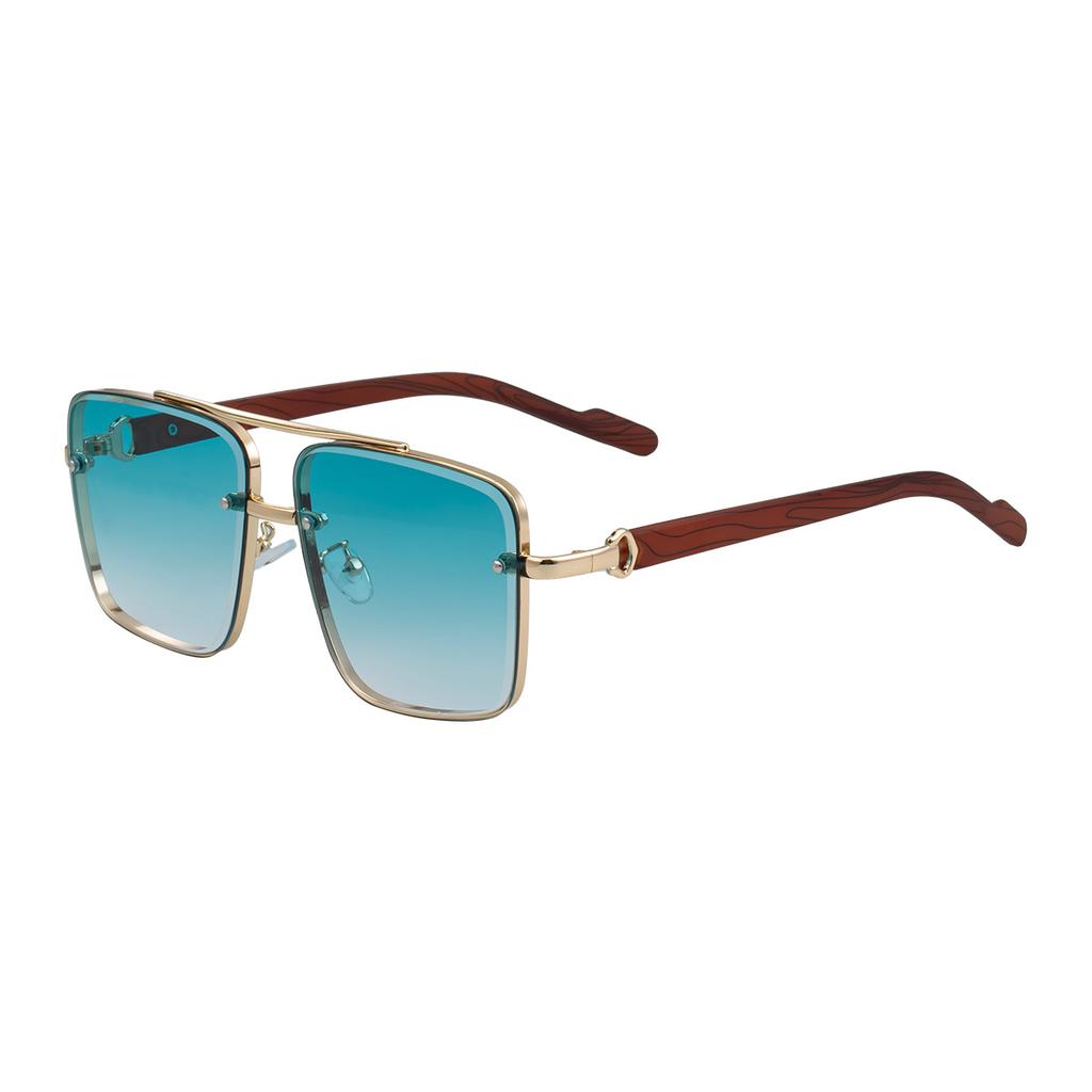 JYL TS Men's Square Cut-Edge - Wood-Grain Temple Trendy Sun Eyewear ZZC-7563