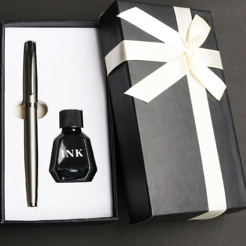 Teacher'S Day Fountain Pen Set, High-End Business Gift, Electroplated Black Calligraphy Bright Nib Pen, Financial Hidden Nib Fountain Pen Gift Box