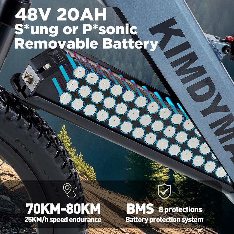 KIMDYMA K01 Rower Elektryczny 27.5 ‘x 2.8’ 1500W Rower Elektryczny Górski dla Dorosłych 48V 20Ah , 9 Biegów, Czujnik Momentu Obrotowego Rower Elektryczny z Pełnym Zawieszeniem