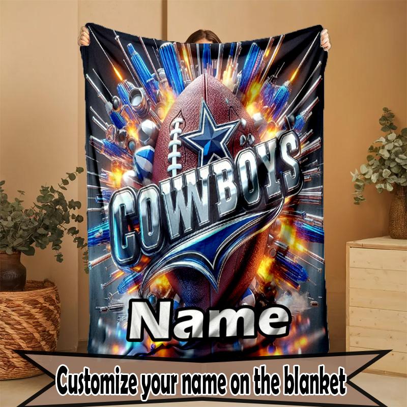 Custom Name Personalized Dallas Cowboys Print Blanket, Home Decor, Bedroom, Sofa, Camping, Couch, Gifts for Birthday ChristmasEnthusiasts
