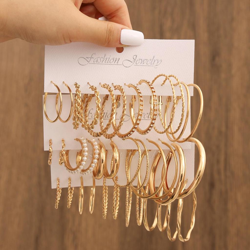 European & American C-Shaped Metal Texture Ear Cuff: Women's Retro Twist Earring Set (6-Piece).