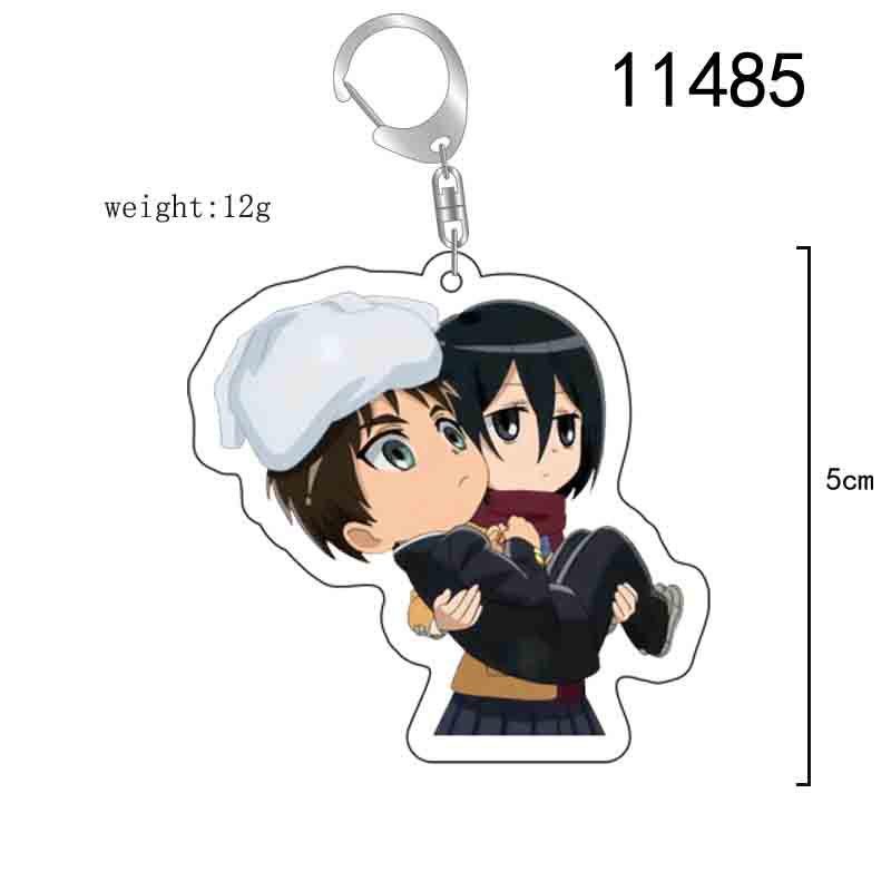 Attack on Titan Keychain: Acrylic Pendant featuring Captain Levi, Eren, Mikasa, and Armin.