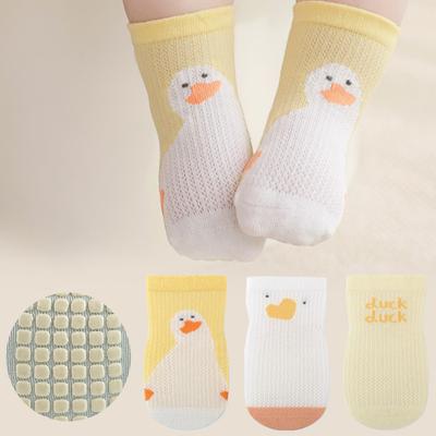 3 Pairs Mesh Baby Anti-Slip Socks Summer Non-Slip Baby Socks Cute Cartoon Anti-Slip Socks For Children