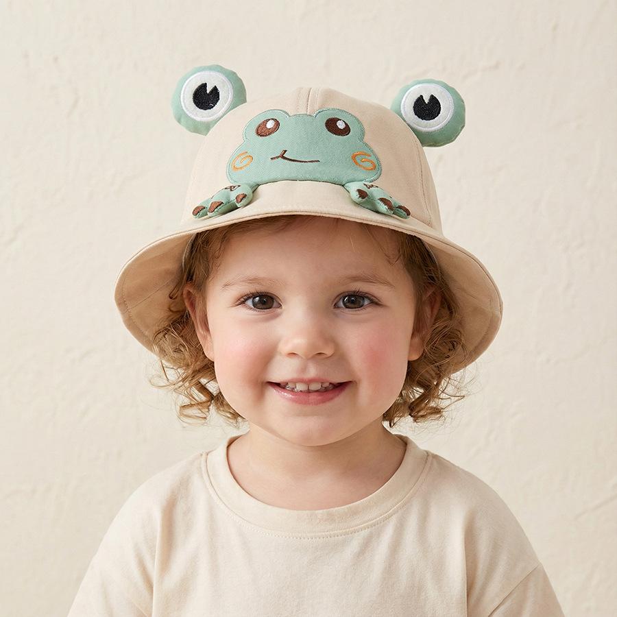 

Cute Little Frog Baby Hat - Spring and Autumn Style - Sun Protection for Babies - Fisherman Hat for Outdoor Activities - Boys and Girls 0-2Y бежевий