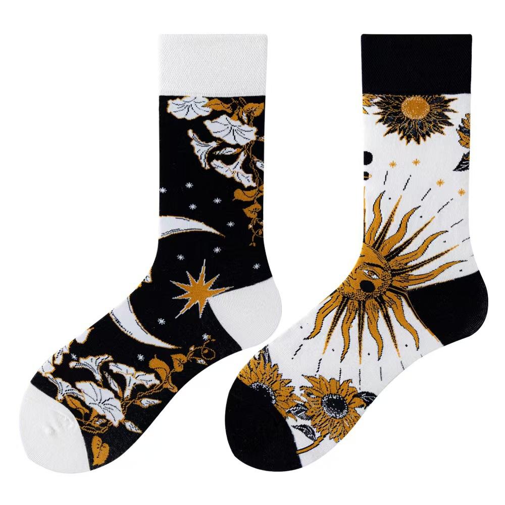 Original Design AB Mandarin Duck Asymmetric Socks Ins Street Cartoon Creative Animal and Plant Fruit Fashion Sports Cotton Socks