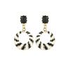 E-commerce Black and White Striped Earrings, Retro Exaggerated Circle Earrings, European and American Personalized New Versatile Ears