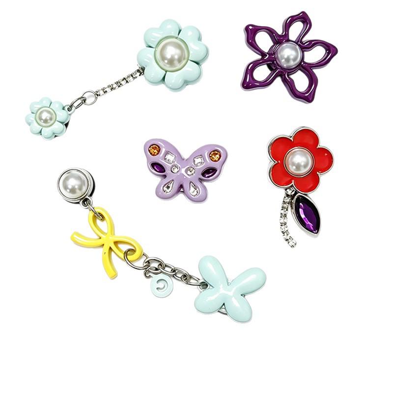 Green Flower Metal Shoe Charms for Crocs - Decorative Chain Buckles