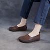 Johnature Retro Genuine Leather Shallow Flats Cowhide Comfortable Soft Soled Women's Slip-on Shoes