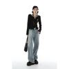 2KWEIRD Y2K Gothic Black Crop Tops Women Harajuku Grunge Graphic T Shirts Vintage V-neck Slim Long Sleeve Tees Kpop Aesthetic
