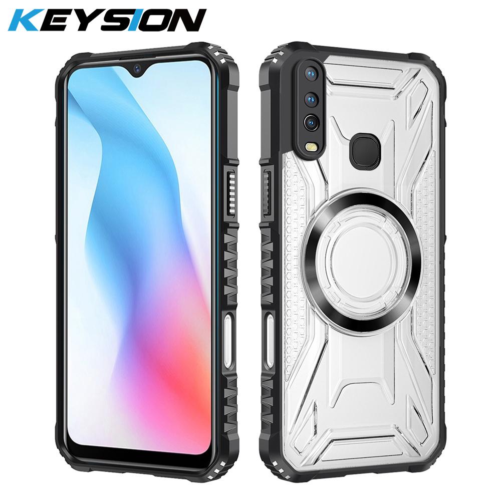 

KEYSION Прозрачный магнитный чехол для VIVO Y17 Y15 Y12 Мягкий силикон+ПК Сверхпрочный противоударный чехол на заднюю панель телефона для VIVO Y11 2019 for VIVO Y17 чёрный