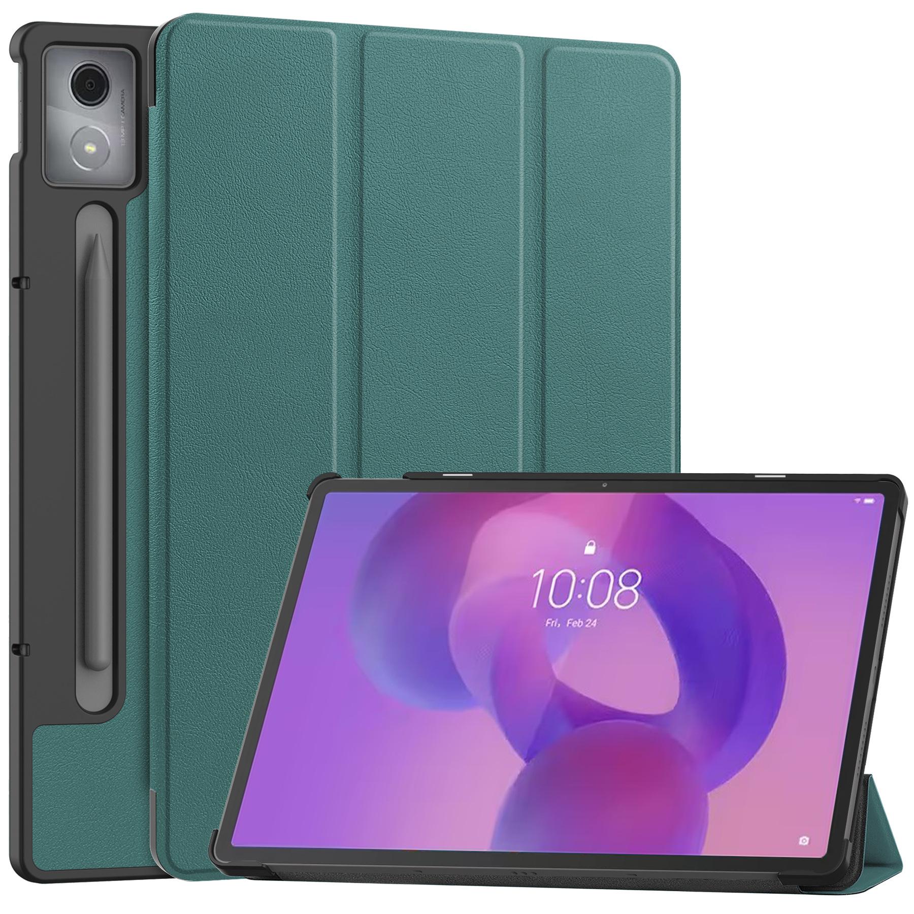 Voor Lenovo Idea Tab Pro Hoes 12,7 inch Magnetische Drievoudige PU Leer Stand Cover Voor Lenovo idea tab pro tb373fu Hoes Lenovo Idea Tab Pro donkergroene kleur