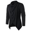Men Autumn Shirt Vintage Long Sleeves Solid Color Asymmetrical Cardigan Warm Shawl Collar Medieval Breathable Men Autumn Tops for Daily Wear