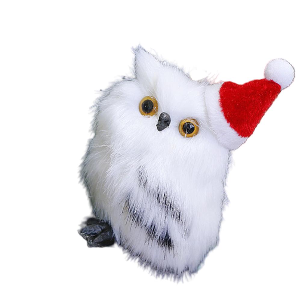 Elegant White Owl Christmas Ornament White Owl Miniature Toy for Kids Educational Animal Models Home Decoration