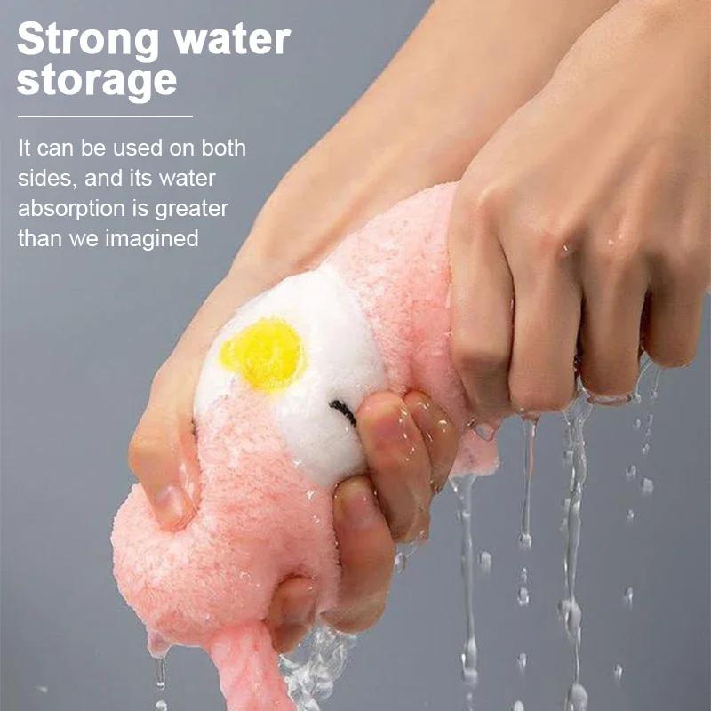 Hand Towel Kitchen Bathroom Draped Coral Velvet Cartoon Penguin Hand Towel Animal Thickening Absorbent