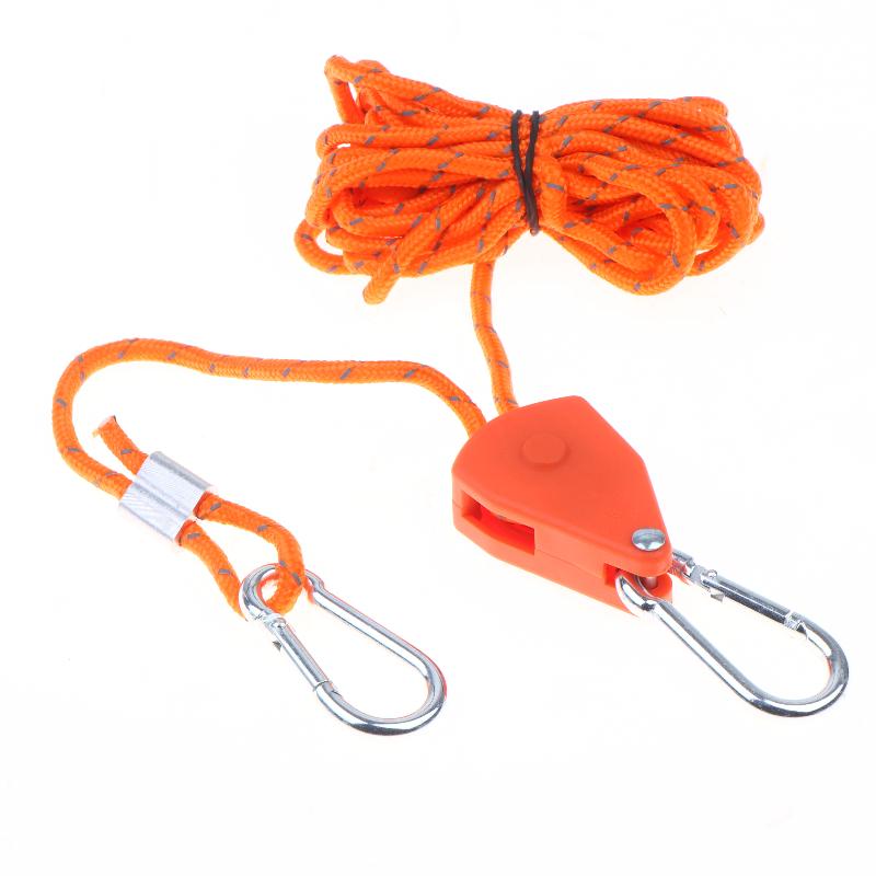 20M Extra Long Reflective Windproof Camping Rope with Adjuster Carabiner for Multi Tent Camping Sites