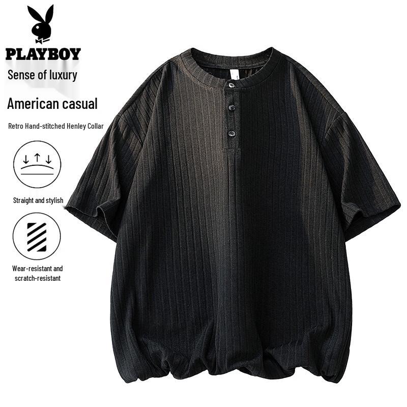 Playboy Men s Textured Knit Short Sleeve T-Shirt XL