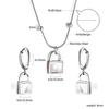 Stainless steel jewelry set niche design square white shell butterfly earrings necklace two-piece set