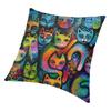 Colorful Cats Painting Pillow Case Home Decorative Kawaii Kitty Cushion Cover Throw Pillow For Car Double-Sided Printing