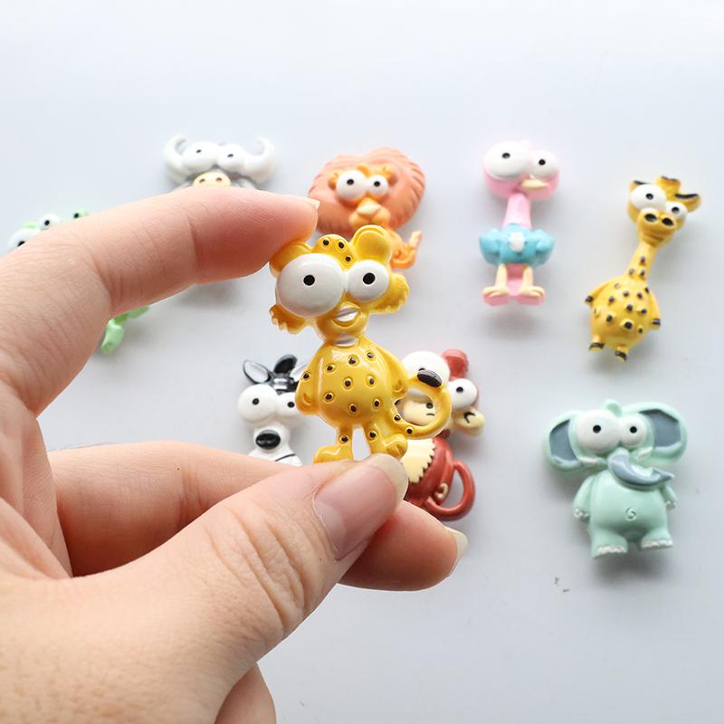 Cute Animal Style Big Eye Flamingo Lion Leopard Elephant Giraffe Resin Fridge Magnets Strong Magnetic Sticker Push Pin DIY Decor