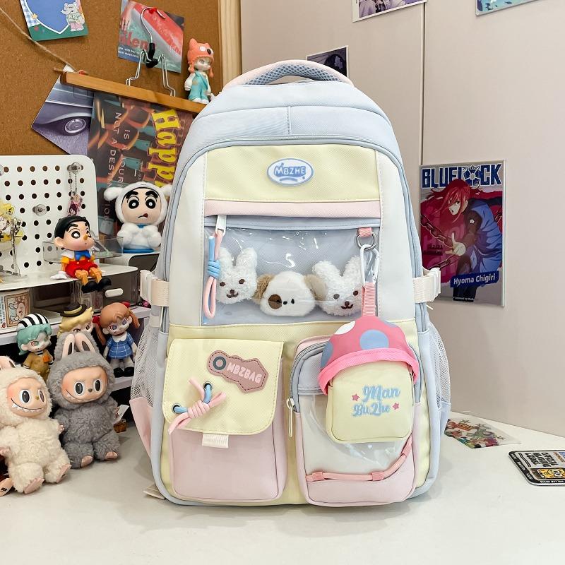 New high-value, fresh and sweet backpack, color-contrasting splicing large-capacity backpack for junior and high school students
