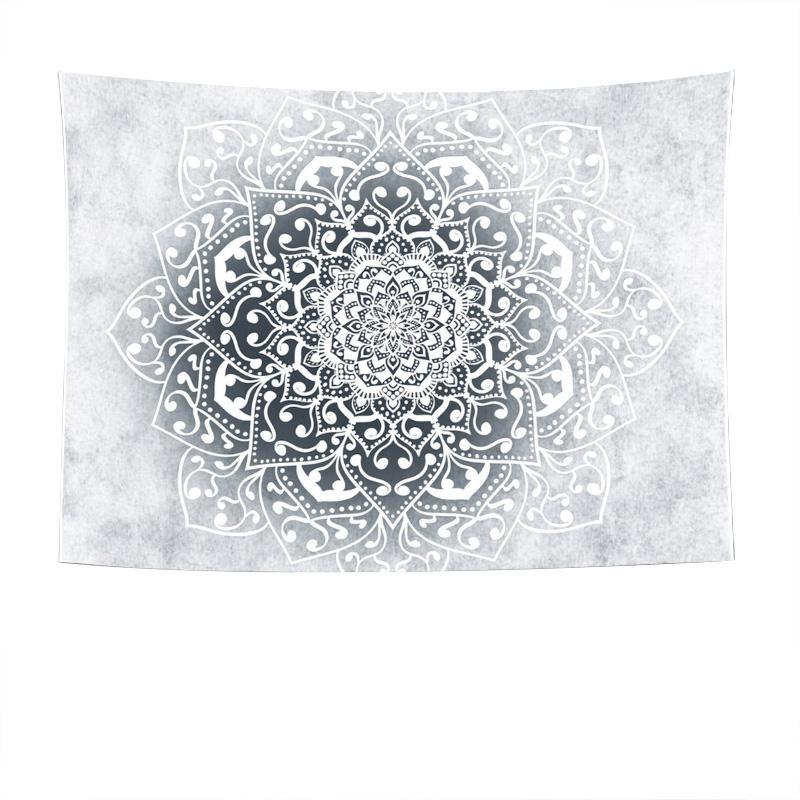 Mandala Pattern Hanging Cloth  Elegant Gray Wall Decorative Tapestry 74x94cm(29x37in)