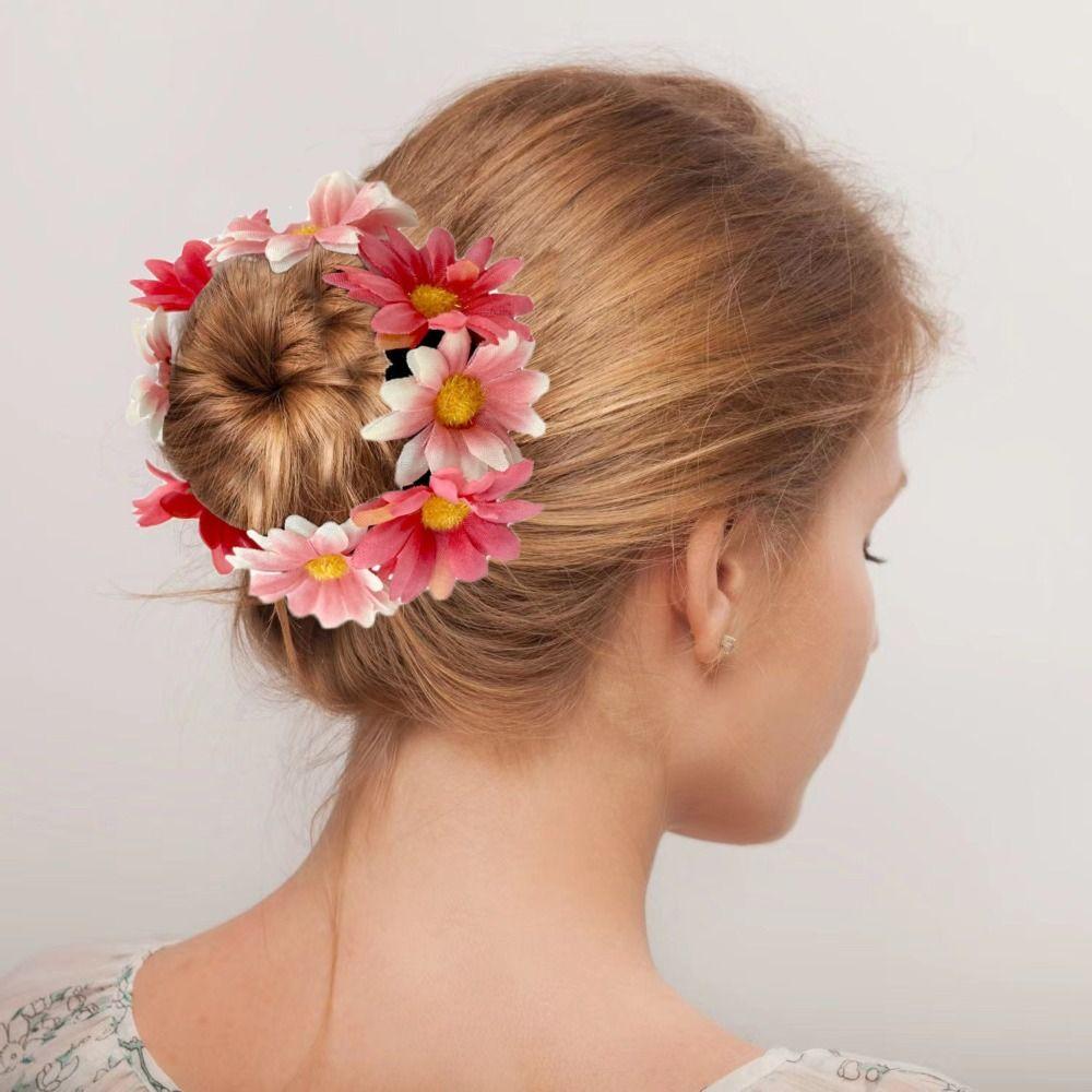 Simulace Látková Květinová Čelenka Elastické Gumičky do Vlasů Sponky Módní Čelenky Ženy Dívky