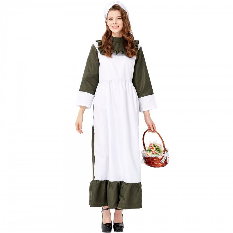 M L XL Womens Halloween Long Dress Maid Costume Beer Festival Cosplay Party Outfit