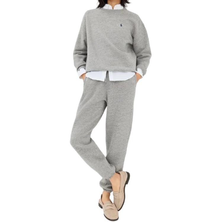 Polo Ralph Lauren Solid Color Crew Neck Long Sleeve Sweatshirt Women Sweatshirt Gray 211971697-004