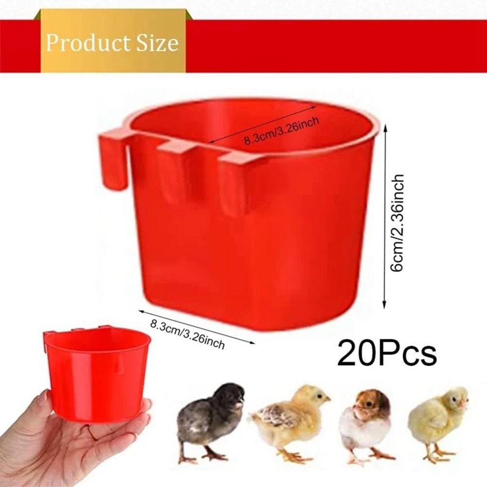 20pcs Plastic Poultry Coop Feeder Water Drinker Hanging Feeder Cage Cups Rabbit