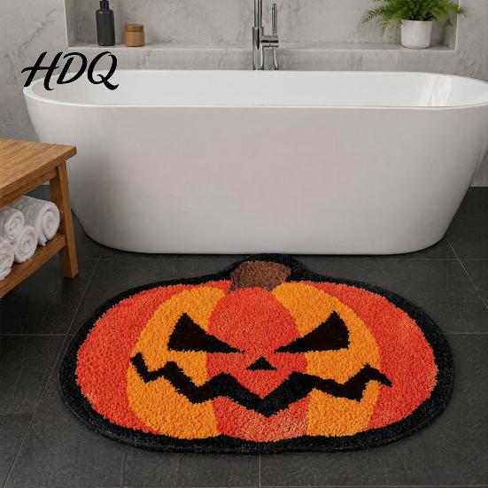 Stain-resistant Gothic Mat Halloween Bath Mat, Non-Slip Fluffy Ghost Rug, Pumpkin Absorbent Skin-friendly Soft Shower Bathroom Washable Area