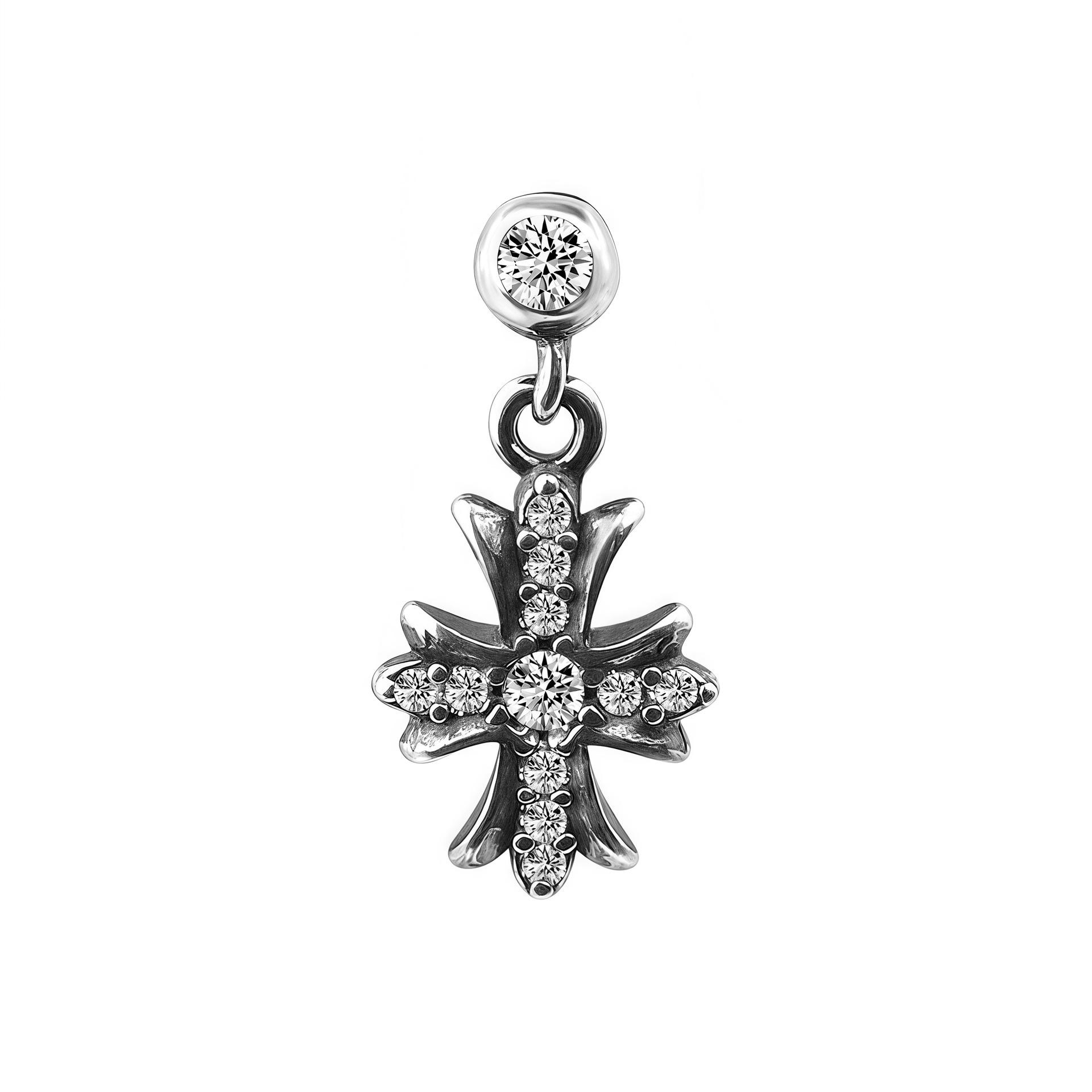 Hip Hop Hip Hop Full Diamond Iris Earrings Made Old Fat Ding Cross Earrings Trendy Men Vintage Earrings Pins