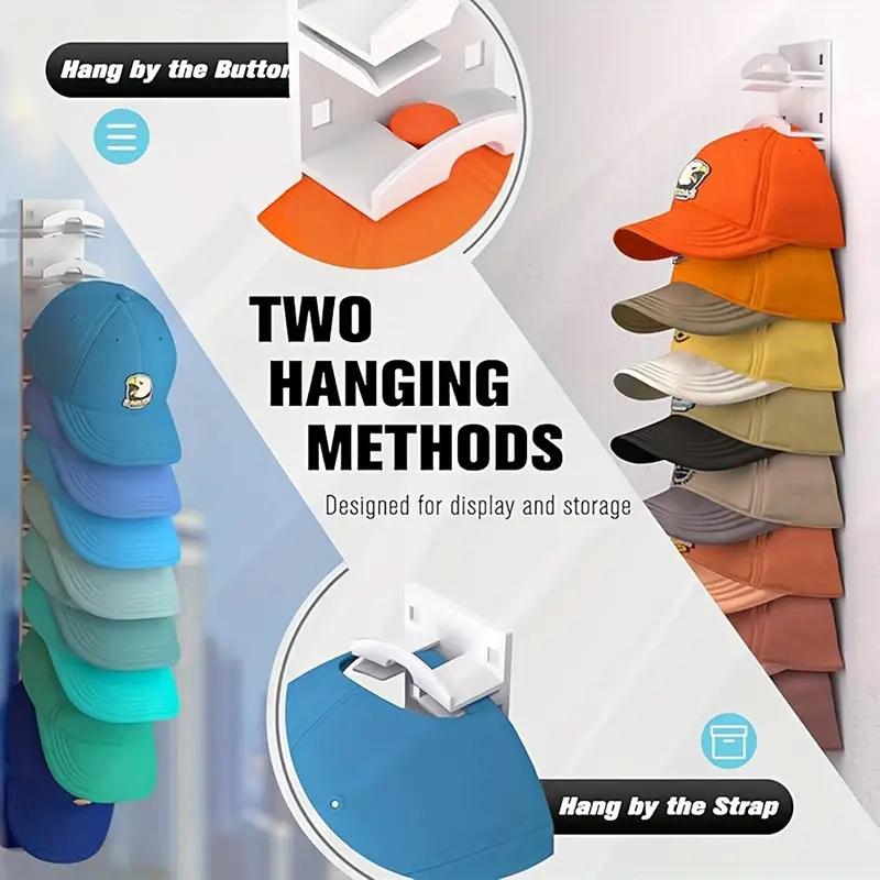2Pcs Baseball Hat Storage Rack Wall Mounted Hat Rack With Adhesive Hat Organizer Display Stand Strong Cap Hanger Holder
