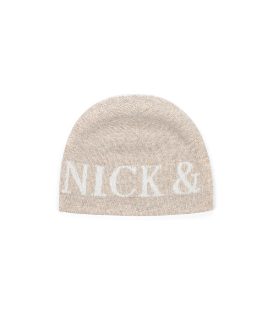Nigaennikol Cashmere Lettering Jaquard Beanie_Light Beige