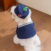 Sød Sømandshundekappe med Matchende Hat Mørkeblå Kæledyrskappe med Sømandskrave Kæledyrskostume til Bichon Pomeranian Teddy