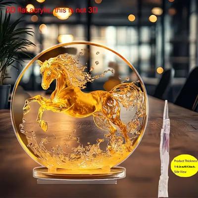 1 Bohemian Style Acrylic Horse Pattern Statue - Desktop Art Decoration Symbol of Wealth and Prosperity,New Year Gifts 2D Flat