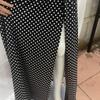 European and American neck hanging polka dot print deep V retro slim fit sexy backless jumpsuit long skirt