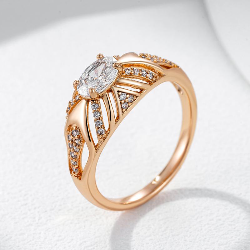Luxury Shiny Oval Natural Zirconia Ethnic Bride Ring For Women  Rose Gold Color Wedding Accessories Daily Fine Jewelry