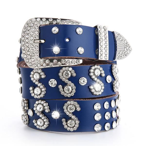 Women's Rhinestone Leather Belt – Fashionable Korean Style Wide Belt for Jeans