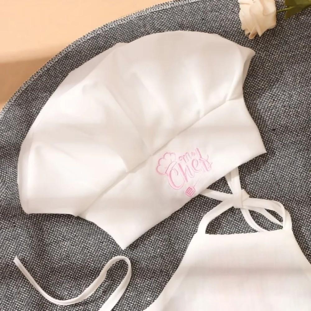 2 Stück Gestickte Schürzen Kochmützen Cosplay Kleidung für kleine Köche Mädchen Jungen