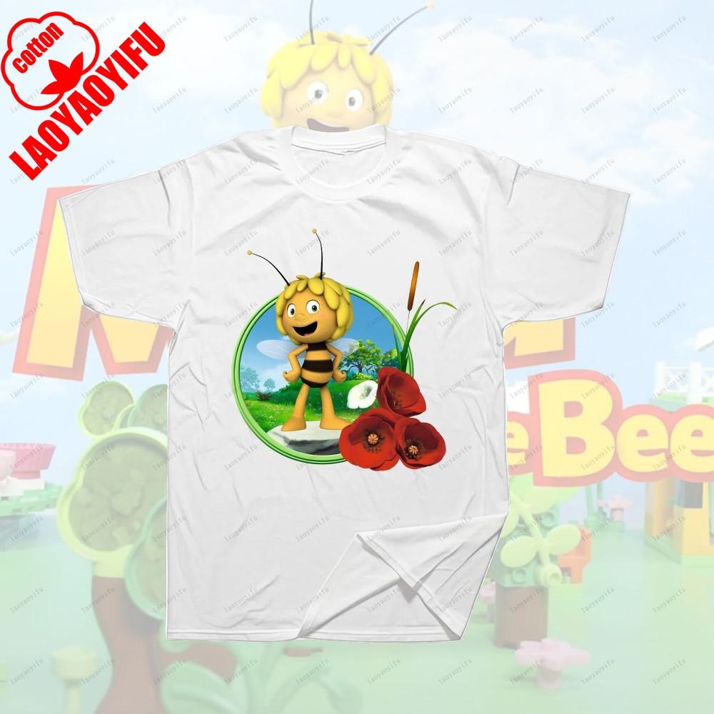Maya The Bee Movie Cartoon Character T-shirts Maya The Bee Movie Kawaii Cartoons T Shirt Summer Breathable Camisetas