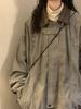 Women's Corduroy Patchwork Jacket - Retro Turn-Down Collar, Distressed High Street Style, 2025 Spring/Autumn Trend