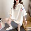 Korean Style Cartoon Print Polo Collar T-Shirt for Medium & Large Kids - Loose, Breathable, Short-Sleeve Summer Top